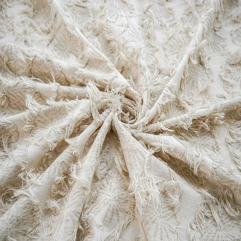 Flower Tassel Yarn Dyed Jacquard Fabric Women's Autumn Winter Dress Bag Decorative Sewing