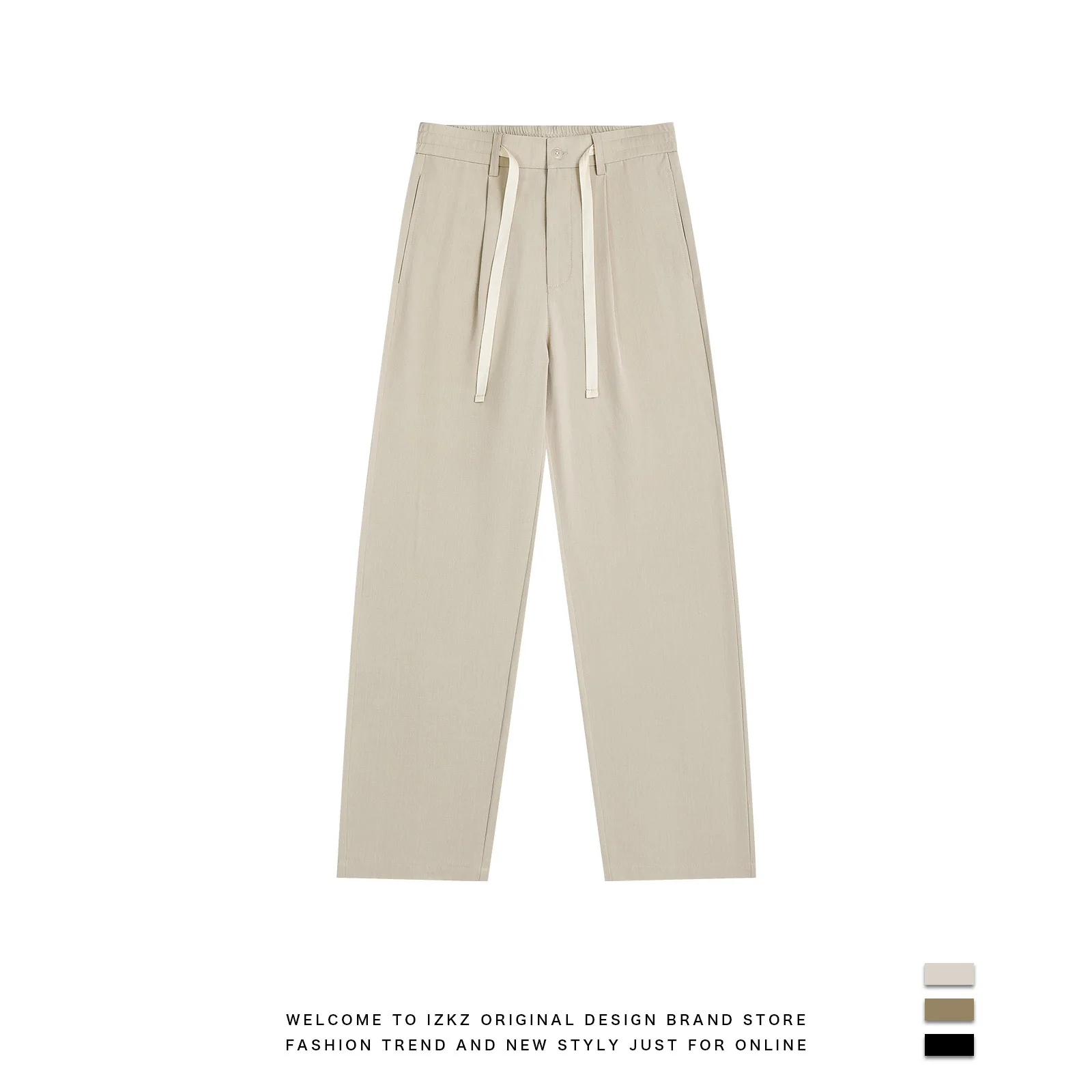 

Loose Straight Leg Casual Trousers Breathable Anti-Wrinkle Outdoor Summer Faion Urban Sle Khaki Color Casual Pants