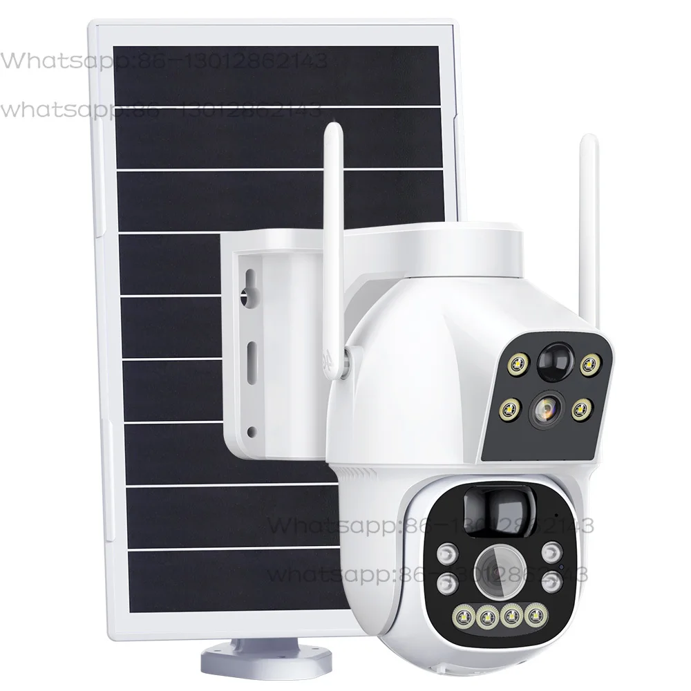 Outdoor 2K 4MP Memory Card Solar Panel Energy Low Power Wifi Security Network PTZ Solar Camera With Motion Detection