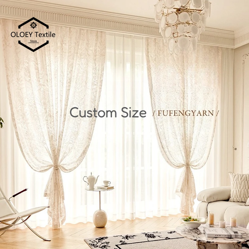 French Hollow Embroidery Light-impermeable Curtains Curtains for Living Dining Room Bedroom Luxury  Custom Size Fashion Elegant