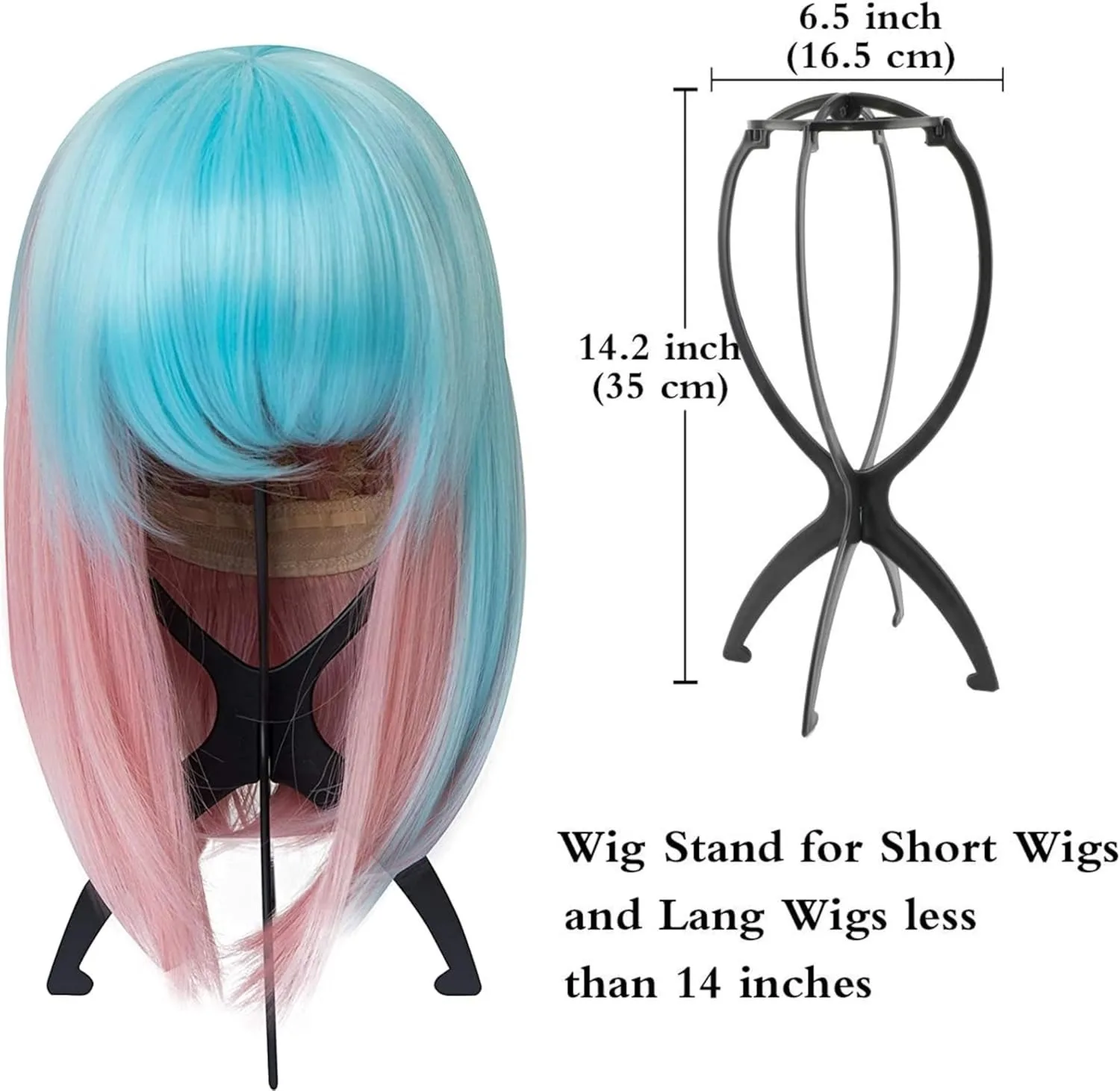 

Подставка для париков, складная портативная подставка для укладки и хранения, идеально подходит для коротких париков и аксессуаров для косплея.