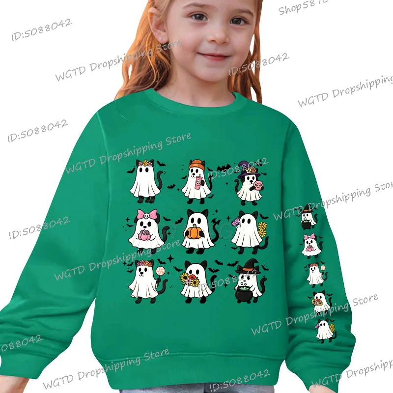 

Винтажный пуловер с изображением ведьмы и кошек в стиле Харадзюку, свитшот с круглым вырезом и длинными рукавами для девочек и мальчиков на Хэллоуин, толстовка с изображением животных «Кошелек или жизнь»