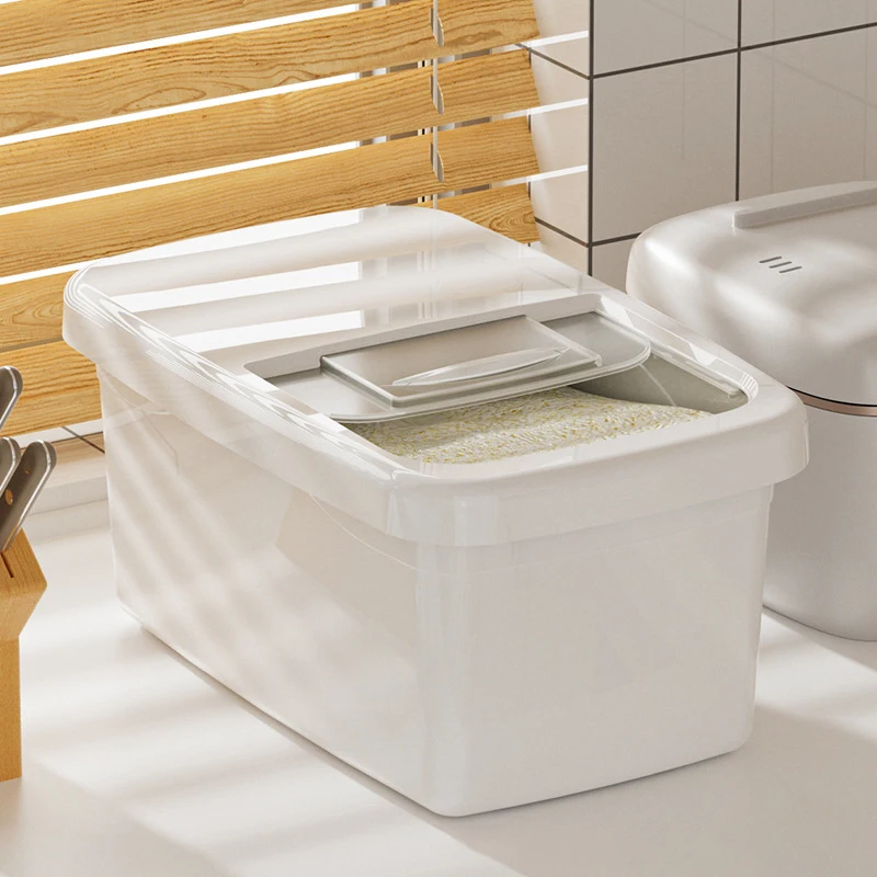 Large Capacity 15 KG Rice Storage Box With Lid, Thickened Transparent Moisture-proof Insect-proof Storage Container