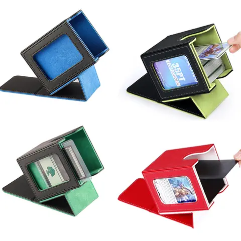 Window Collection Box Game Card Organizer Storage Box Card Stacking Storage Box For TCG Board Games Collectible Card Cases