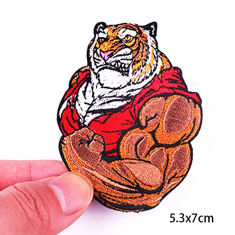 GYM MODE Embroidery Patch Iron On Patches For Clothing Thermoadhesive Patches For Jackets Clothes DIY Punk Animal Fusible Patch