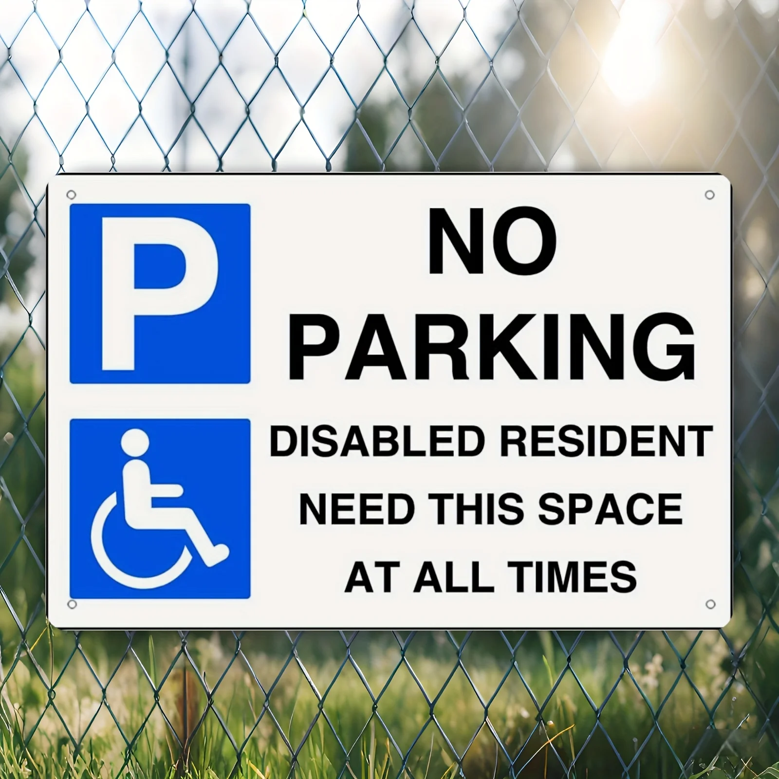 2D Flat Aluminum 20x30cm Unframed No Parking Wall Sign Disabled Resident Reserved Space Art Decor