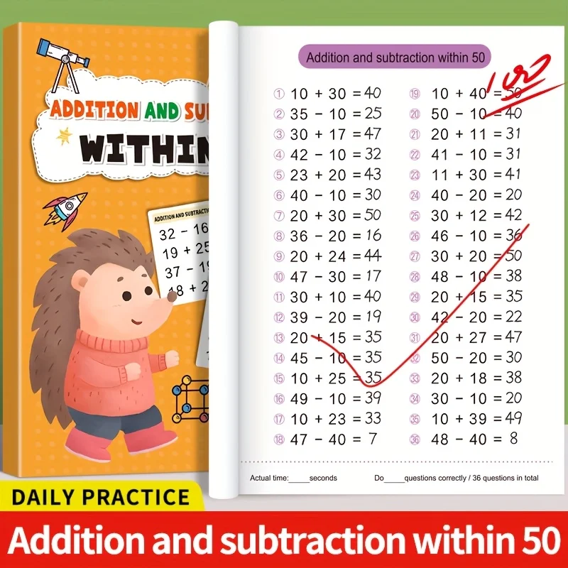 Addition & Subtraction Workbook Within 10,20,50,100: Math Practice Problems for 1st-3rd Grade - Speed Drills & Timed Exercises