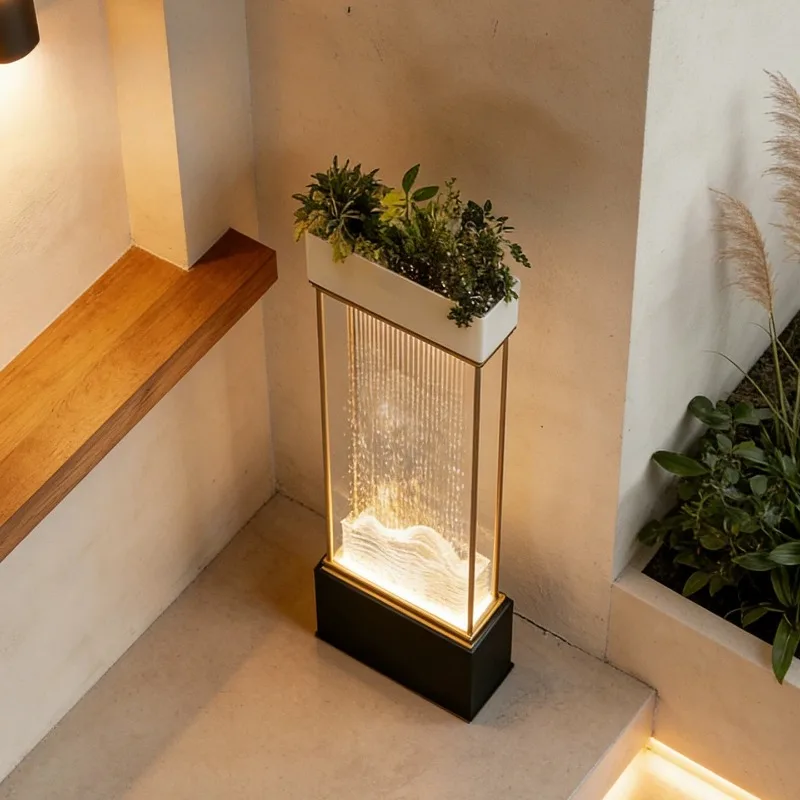 Modern High-end Flowing Ornaments Circulating Water Curtains Green Plants Landscaping