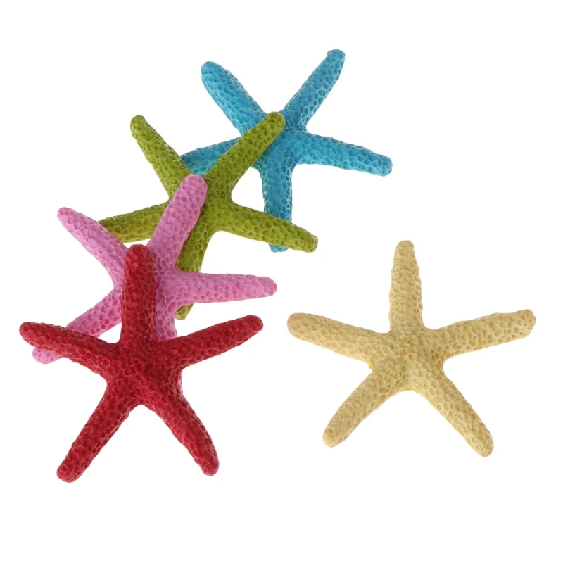 พิพิธภัณฑ์สัตว์น้ำ 5 ชิ้นปลาดาวประดิษฐ์ Polyresin Seastars จำลองเครื่องประดับ