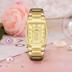 Wholesale Wwoor Top Brand Gold Women Watches Creative Full Steel Women's Wrist Ladies Square Waterproof Female Relogio Feminino