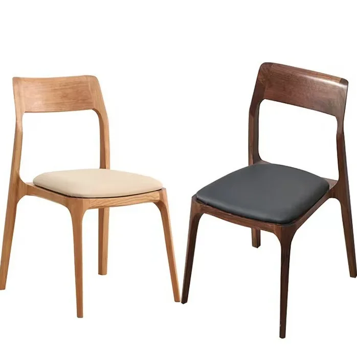 

North American black walnut solid wood dining chair, Nordic soft bag seat cherry wood book desk and chair
