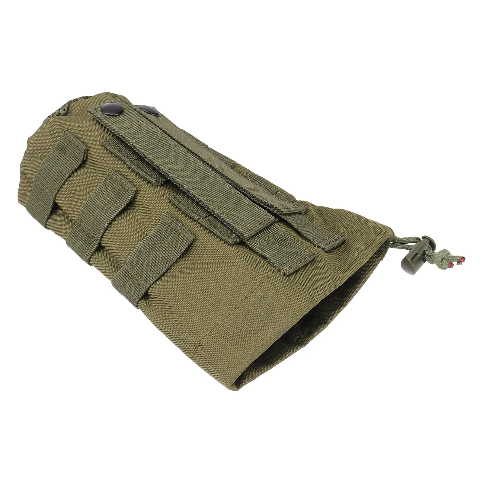 Outdoor Water Bottle Bag Portable Nylon Drawstring Closure Mesh Bottom Carrier Green Hiking Camping Trekking Holder