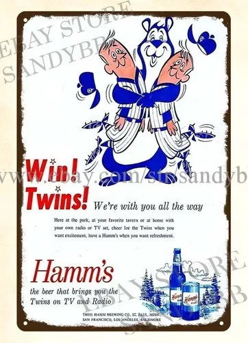 1961 Hamm;s Beer Minnesota Twins Yearbook Ad metal tin sign nostalgic collective
