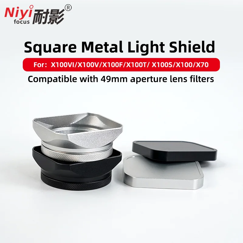 

Metal Squar Hood Camera Lens Cover for Fujifilm X100VI X100V X100F X100T X100S X100 X70 Photography Accessories