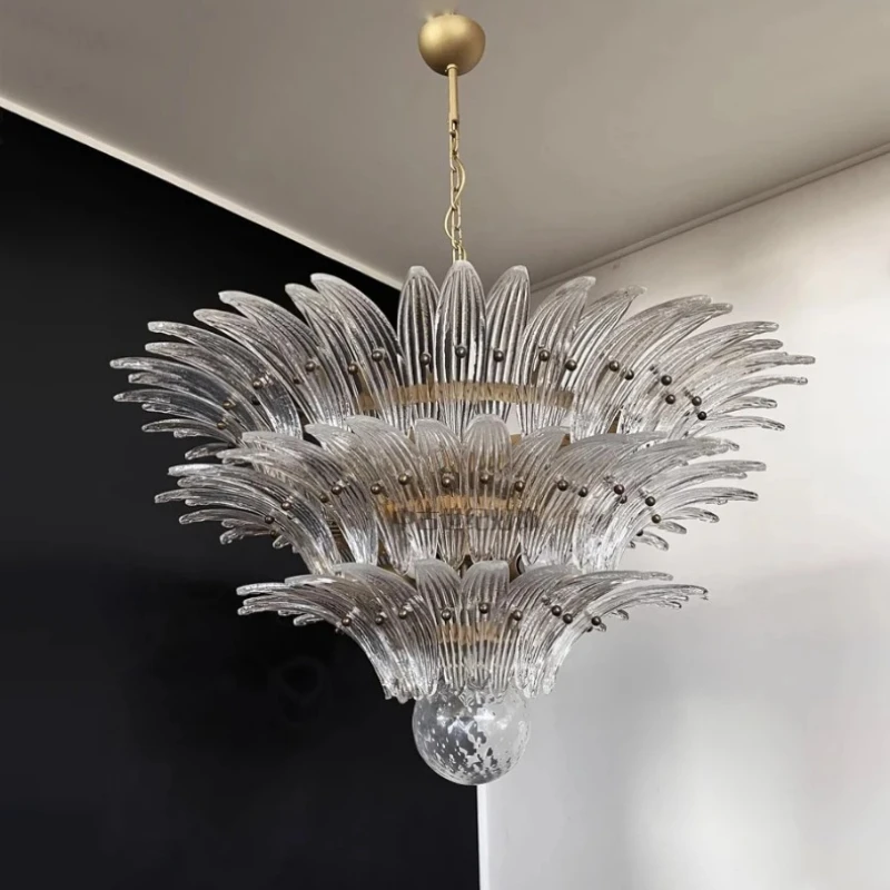 Modern French Pendent Glass Crystal Chandelier Designer Lamp Bedroom Kitchen Dining Living Room Villa Led Lights Home Decoration
