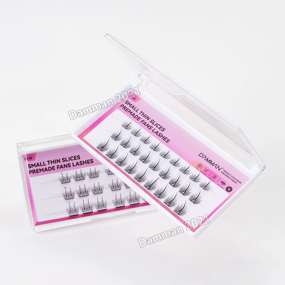 Damman Indywidualne Sztuczne Rzęsy D Curl Małe Cienkie Rzęsy w Kępkach 10-14mm Naturalne Segmentowe Rzęsy Narzędzia do Makijażu