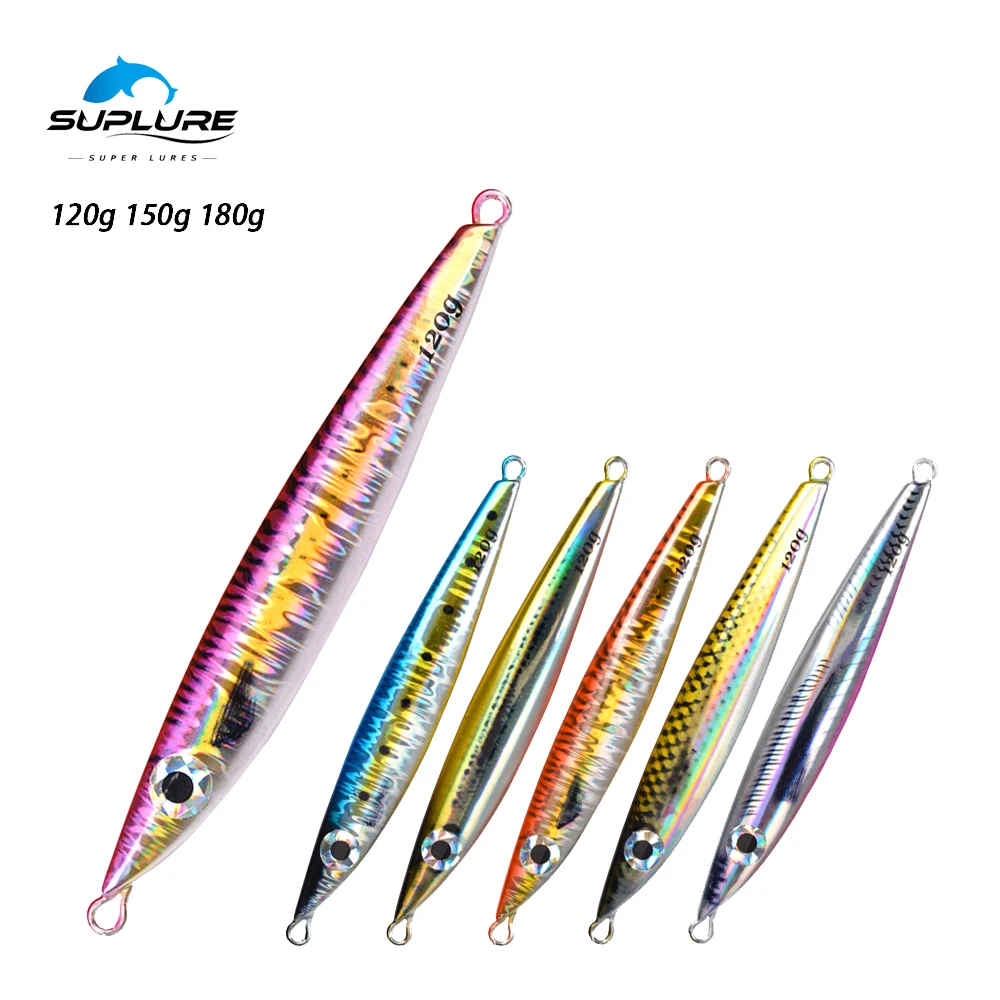 Super Lures Metal Jig Lures 120g 150g 180g Artificial Hard Bait Slow Jigging Luminous Sinking Saltwater Fishing Lure pesca