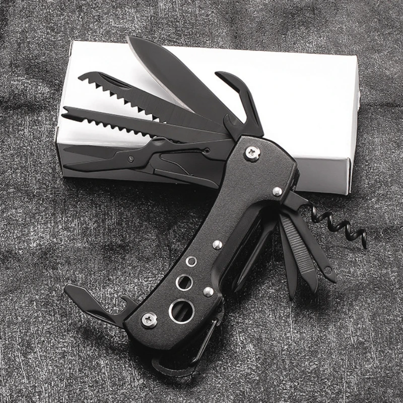 BHBT Outdoor Multifunctional Swiss Knife Camp Multitool Bottle Opener Folding Knife Portable Scissors Saw Fold Pocket Knife