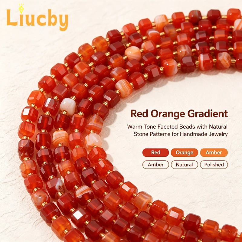 Red-Line Achat Quadratische Perlen Naturstein Zuckerform Lose Zwischenperlen DIY Armband Halskette Schmuckherstellung Zubehör Handgemacht – Detail 2