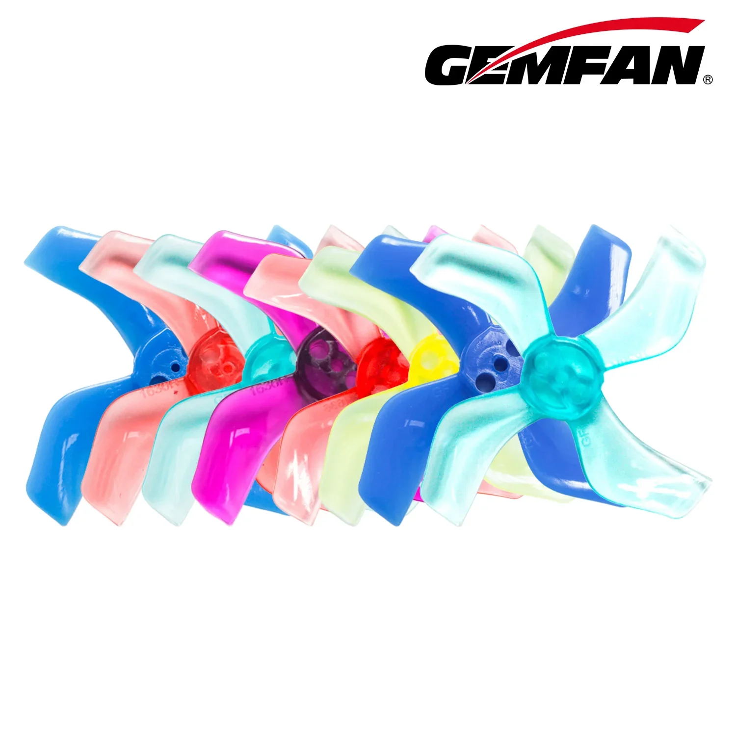 Gemfan 1636 40mm 1.6 Inch 4-Blade T Mount Propeller, 12 Pairs (12CW+12CCW), PC Material Random Color Micro Quad Prop