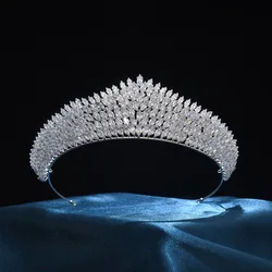 Luxury Bridal Tiara Crown For Wedding Cubic Zirconia Princess Queen Crown For Women Bride Headdress Quinceanera Pageant Diadem