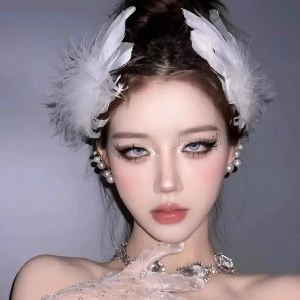 White Feather Hair Clip Ballet Style Faux Pearl Charm Artificial Swan Feather Hair Pins Women Girls Wedding Bride Christmas