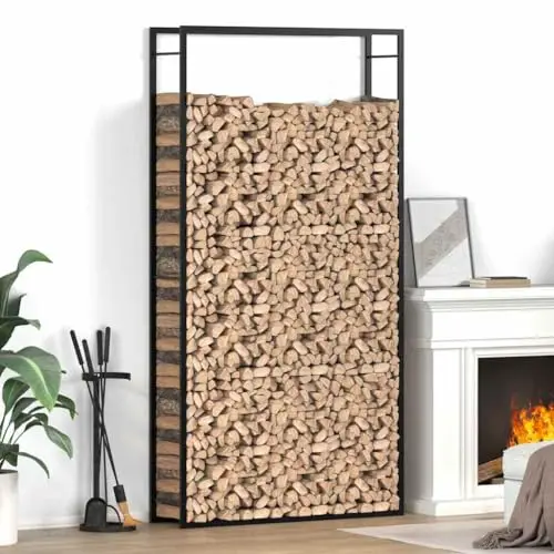 Firewood Rack Heavy Duty Log Storage Holder for Outdoor Indoor Fireplace 43.3 x 11 x 84.3 Inches Metal Wood Stacker