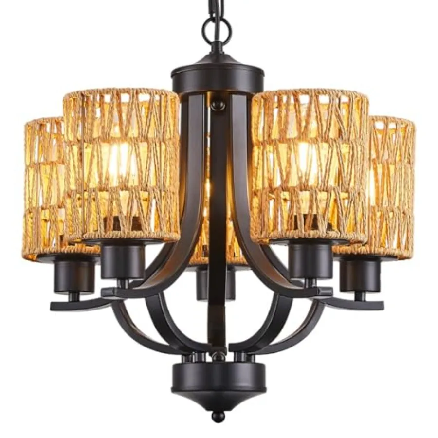 

5-Light Dining Room ChandelierModern Small Chandeliers Rustic Metal Farmhouse High Ceiling Pendant Light Fixtures for Living Ro