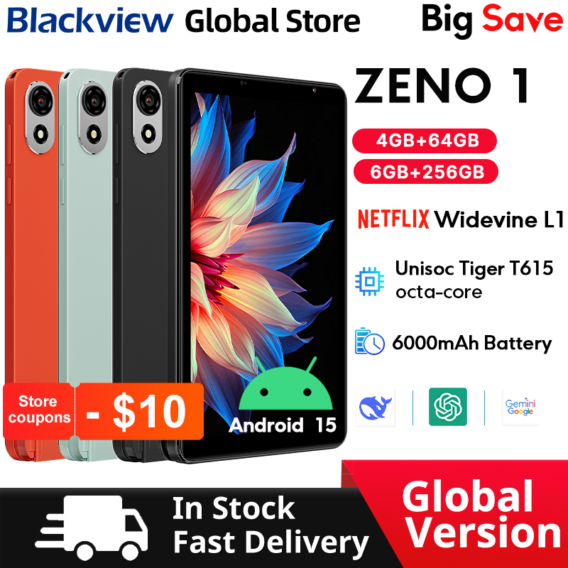  New Blackview ZENO 1 Tablet 8-inch Display 4G LTE Android 15 Widevine L1 Octa-core 64GB 256GB 6000mAh Doke AI Small size Pad PC 
