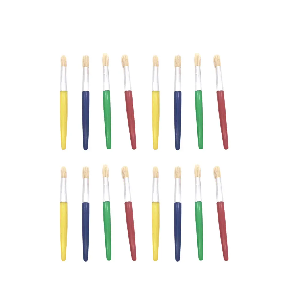 

16 Pcs Kids Paint Brushes Flat Head Short Hair Graffiti Tool Painting Child Drawing Art Craft DIY Safe Durable Plastic Aluminum