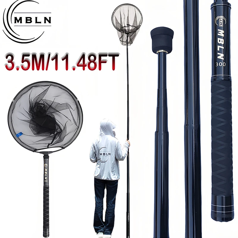

Подсачек рыболовный MBLN 3.5м из углеродного волокна, телескопическая ручка, складной 44 см, сетка 45 см, для ловли с берега
