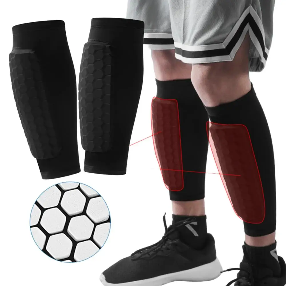 1 Paar Fußball-Schienbeinschoner-Socken mit Schaumstoff, Wabenförmige Kompressionsstrümpfe für die Wade, Sport-Leggings & Fußballausrüstung