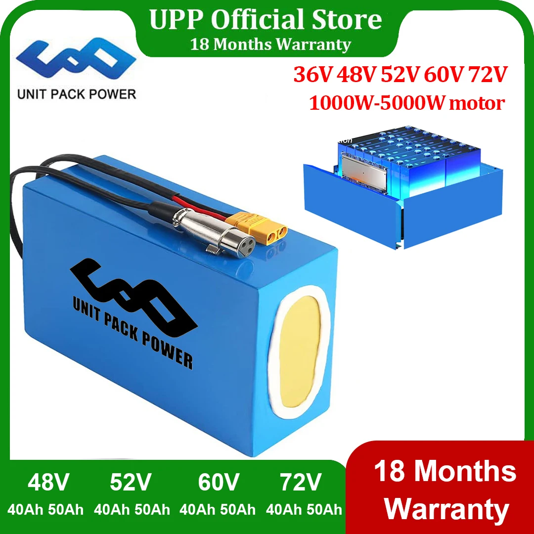 

48V 52V 60V 72V 50Ah 40Ah eScooter Battery for 5000W 3000W 2000W 1000W Motorcycle/Trike/Go-Kart/Waterproof Lithium Battery Pack