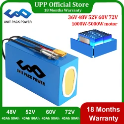 48V 52V 60V 72V 50Ah 40Ah eScooter Battery for 5000W 3000W 2000W 1000W Motorcycle/Trike/Go-Kart/Waterproof Lithium Battery Pack