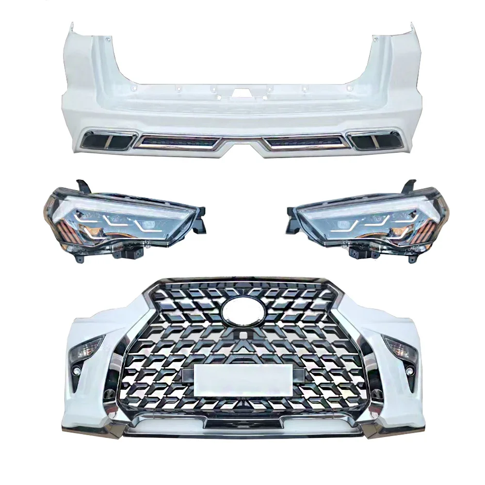 Car Body Kit for 4runner 2010-2021 Upgrade to Lexus Style Parts Include Front Bumper and Rear Bumper Grille Plastic Carton Box