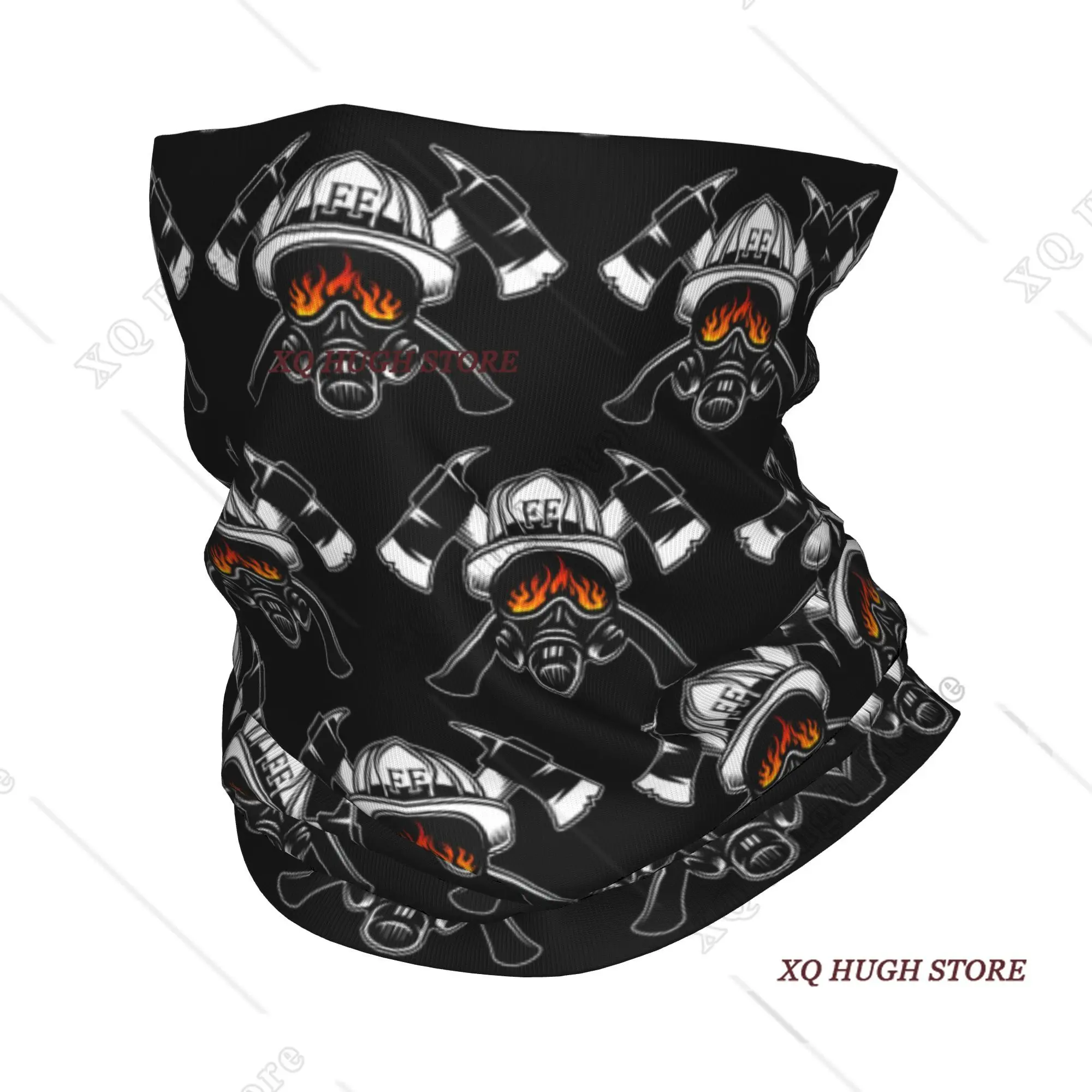 

Custom Firefighter Skull Winter Headband Neck Warmer Men Women Ski Running Tube Scarf Fireman Fire Rescue Face Bandana Gaiter