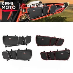 KEMIMOTO-Sac de rangement pour portes avant Bery UTV, avec genouillère, coutures grises/rouges, pour Can am Maverick Bery, Maverick Bery Max 2017 +