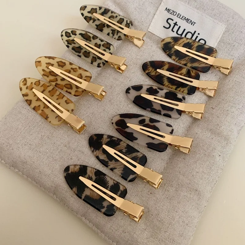 

Chic Korean Leopard Print No Crease Hair Clips Side Bangs Holders for Women Versatile Makeup Styling Daily Wear Hair Accessories