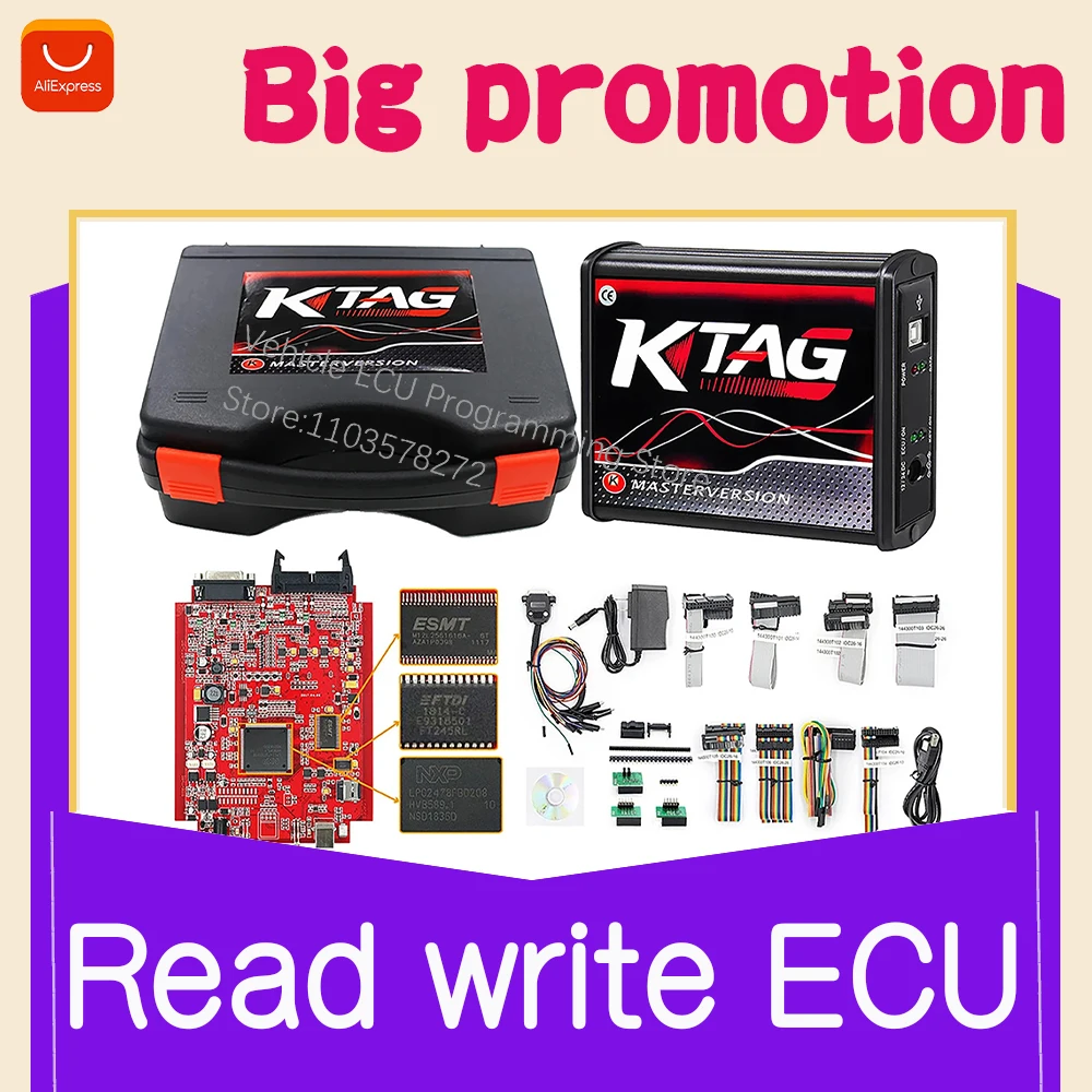 Диагностика KTAG V7.020 V2.25 Европейское чтение, запись, программатор ЭБУ, неограниченное количество точек, кабель 14P600KT02, настройка OBD2, тюнинг ECM, титан