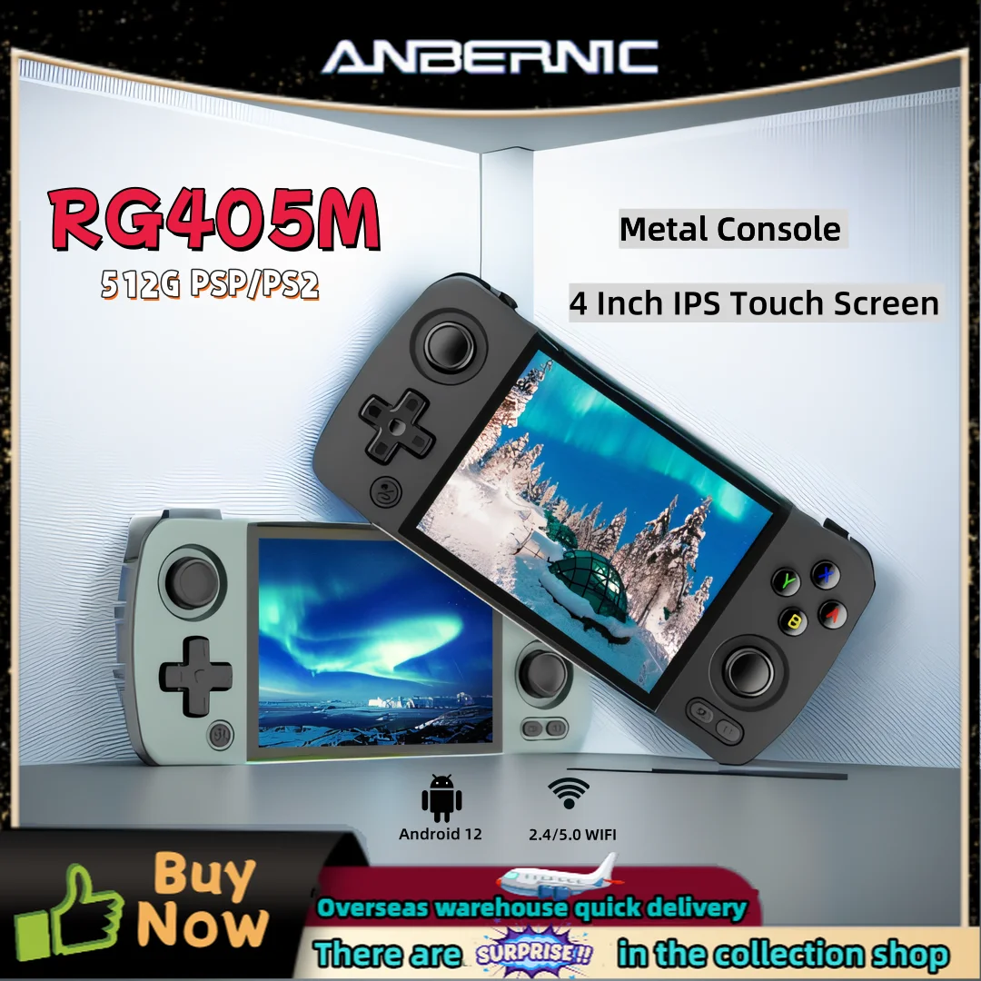 

ANBERNIC RG405M Metal Handheld Game Console Android 12 4 Inch IPS Touch Screen Unisoc Tiger T618 Support OTA Update 512G PSP PS2