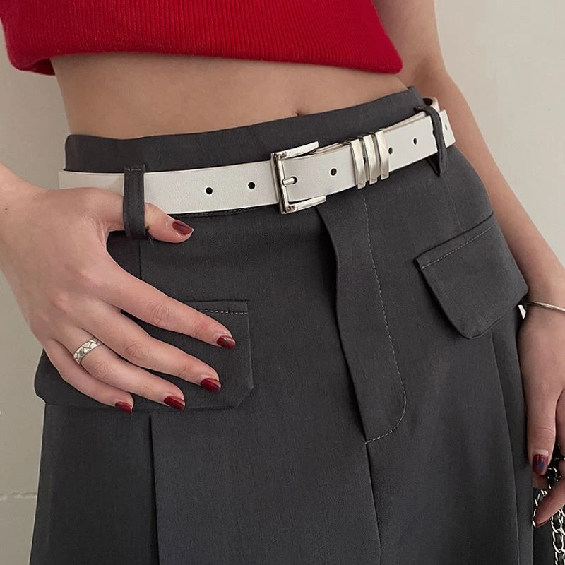 Новое женское декоративное платье с черным поясом, модное простое корейское отделение в стиле Ins, изысканный декоративный брючный ремень