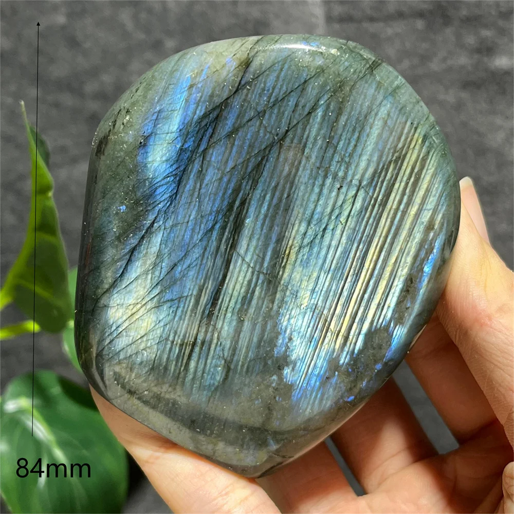 Labradorite Natural Crystal Specimen Stone Quartz Free Form Blue Light Home Decoration Feather Hecatolite Mineral SamplesFlash