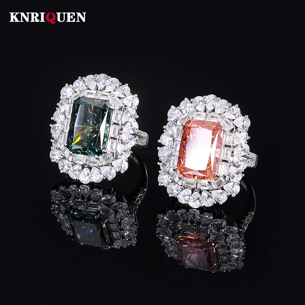 Retro 100% 925 Sterling Silver 10*14mm Green Tourmaline Padparadscha Rings for Women Gemstone Wedding Party Fine Jewelry Gifts