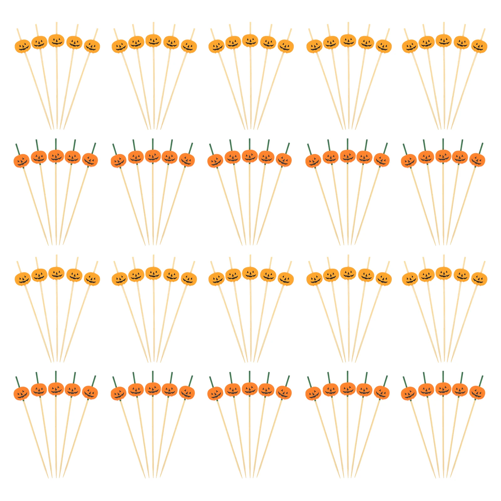 

200pcs Pumpkin Designed Bamboo Food Picks Snack Sticks For Desserts Cocktail Fruit Decorative Picks Disposable Appetizer Party