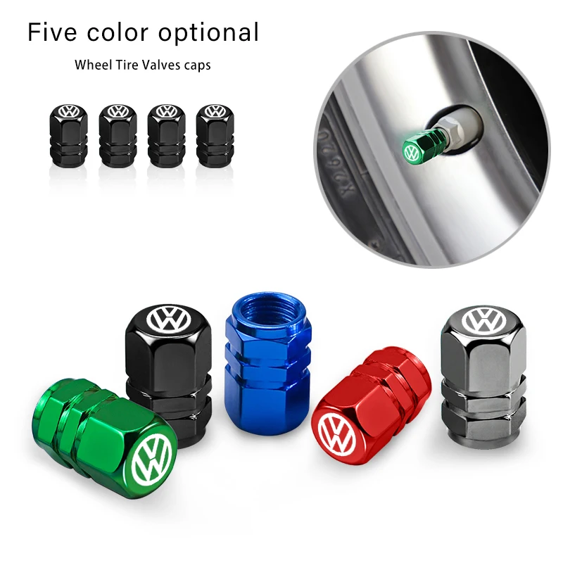 Car Wheel Tire Valve Caps Tyre Stem Covers Airdust Waterproof For Volkswagen Tiguan Golf Passat Polo Touareg Magotan ID.3 Touran