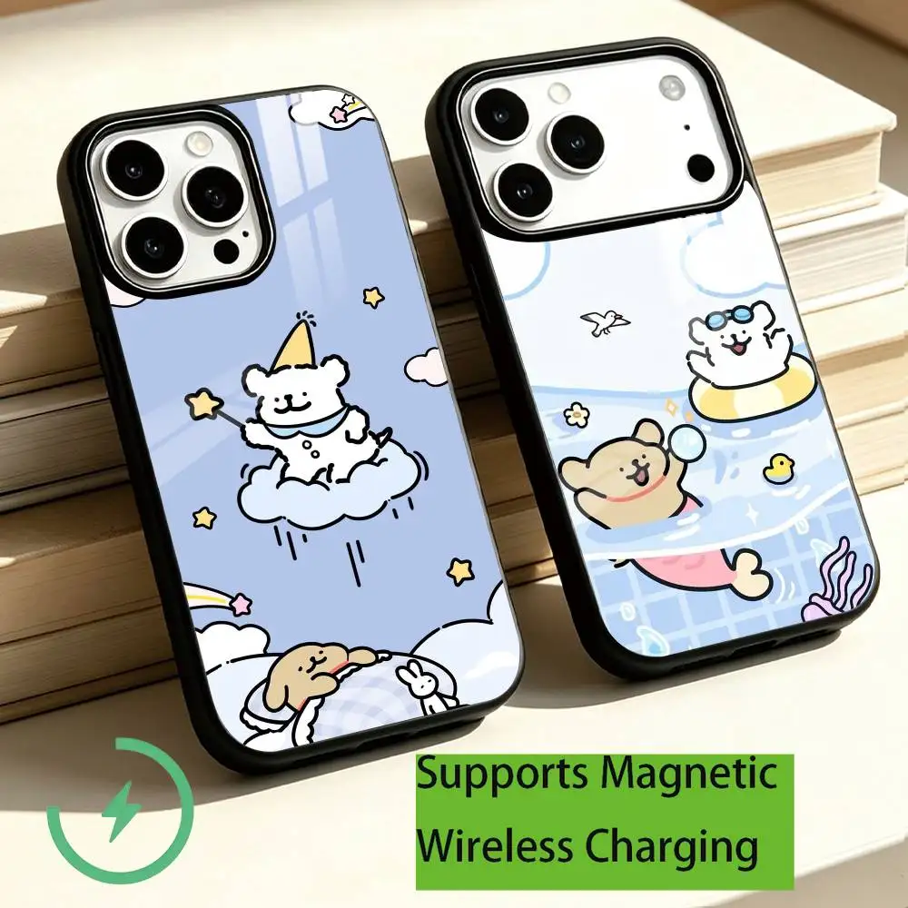Cute Cartoon Maltese-ES Line Dog Phone Case For iPhone18,17,16,15,14,13,12,11 Plus,Pro Supports Magnetic Wireless Charging Gift