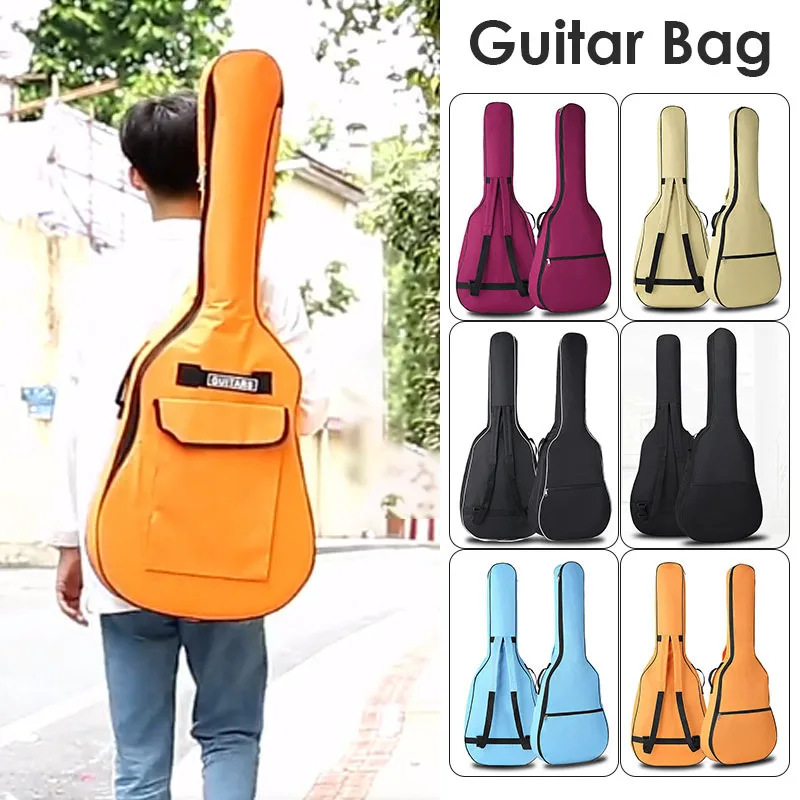 

40/41 Inch Guitar Bag Double Straps Oxford Waterproof Fabric Acoustic/Electric Guitar Case Fashion Solid Color Guitar Backpack