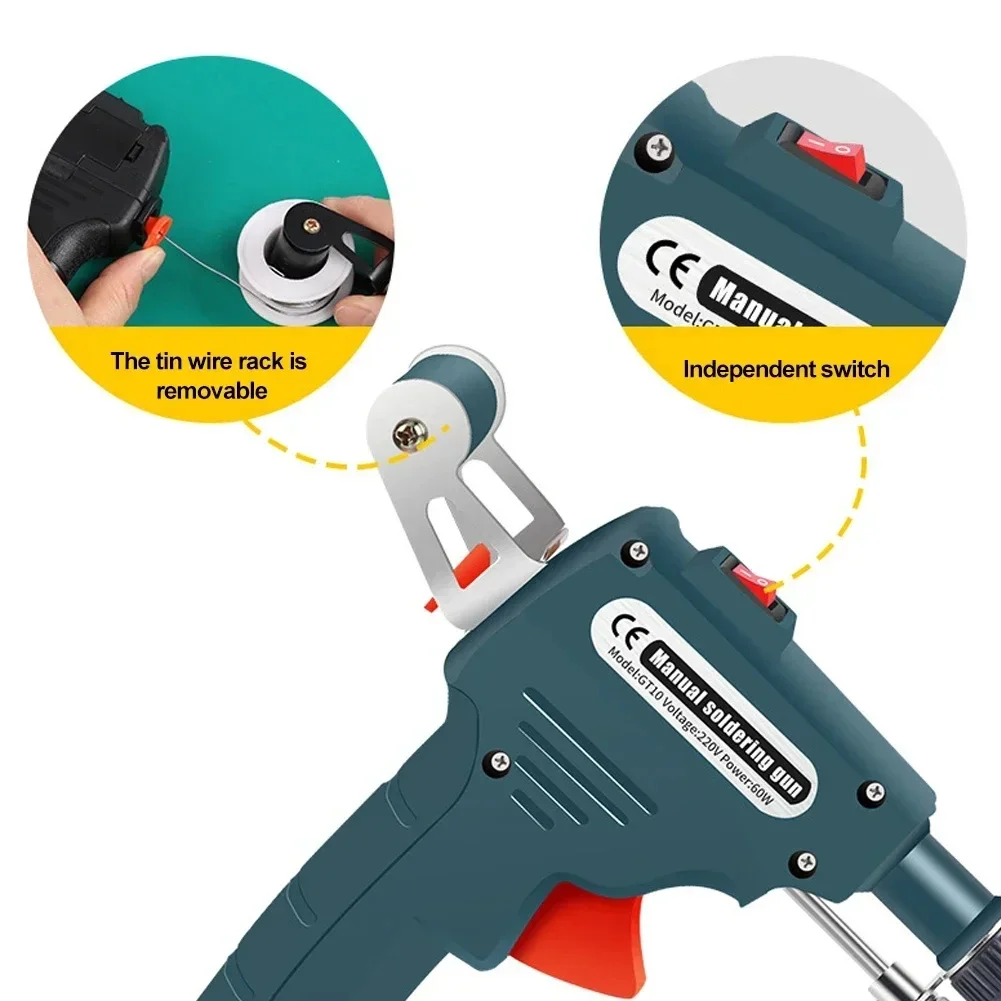 Soldering Iron Kit 220/110V Corded Electric Welding Gun with Welding Wire One-handed Operation for Soldering Circuit Boards Elec