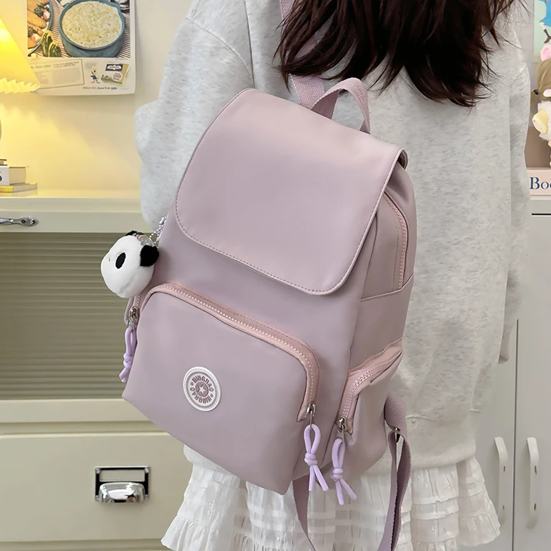 

Large Capaci Student Bapa Travel Outdoor ex 2025 Spring New Double oulder Monkey Bag Pure Color Nylon Bapa