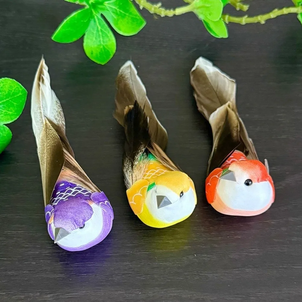 6pcs Garden Landscape Decor Simulation Birds Photography Props with Clip Artificial Birds Home Decor Colorful